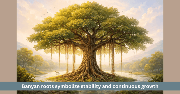 Hanging Roots of Banyan Tree: Meaning of Stability and Life Expansion