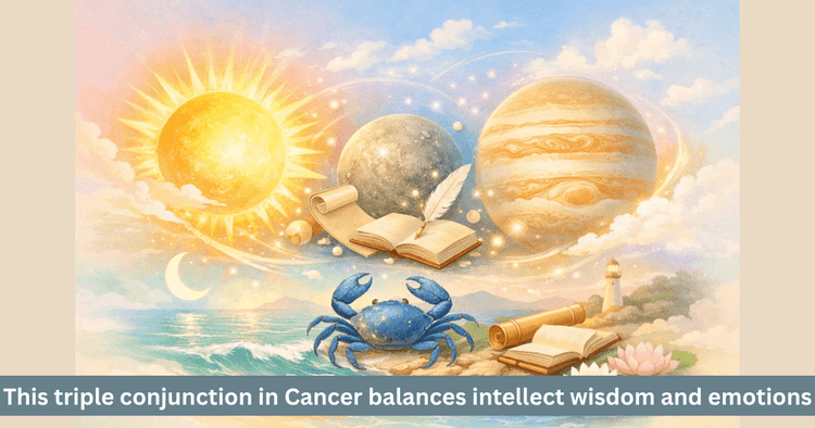 Sun, Mercury and Jupiter Triple Conjunction in Cancer: Life and Intellect
