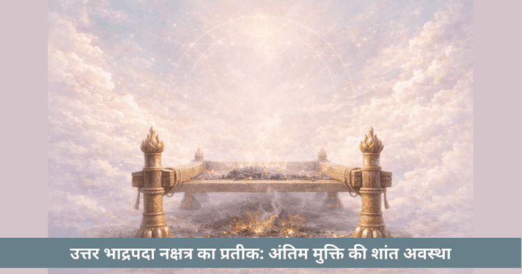 उत्तर भाद्रपदा नक्षत्र प्रतीक अर्थ, अर्थी के पीछे के पाये, शांति, स्थिरता और मोक्ष