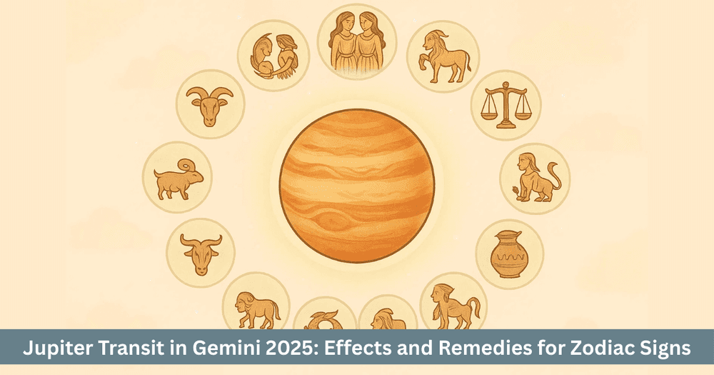 Jupiter Transit in Gemini 2025 zodiac-wise effects and remedies