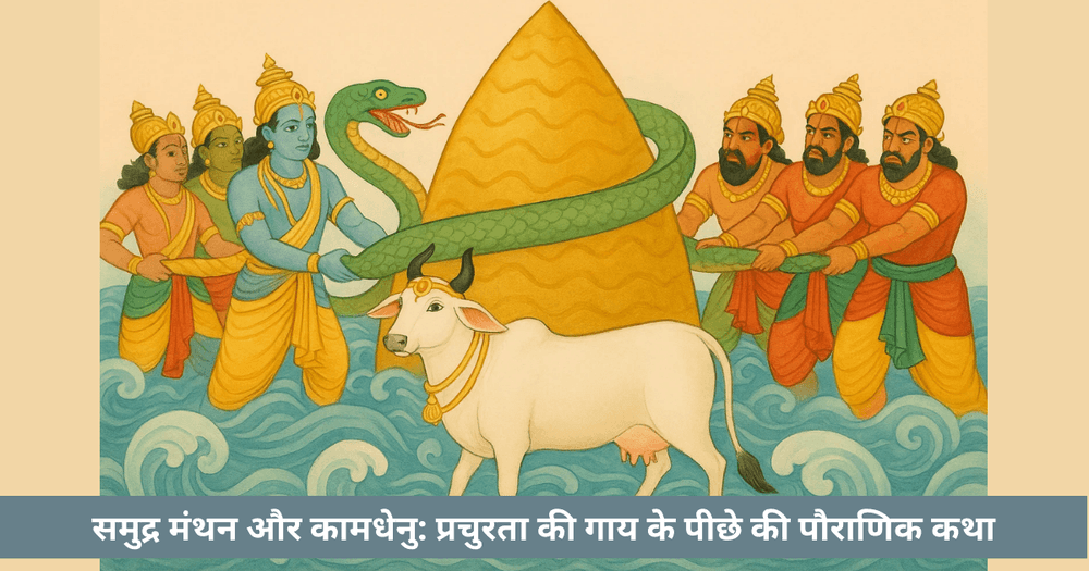 समुद्र मंथन और कामधेनु: दिव्य गाय की पौराणिक कथा और जीवन शिक्षाएं