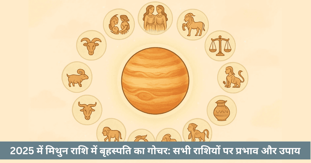 बृहस्पति मिथुन गोचर 2025 राशि अनुसार प्रभाव और उपाय