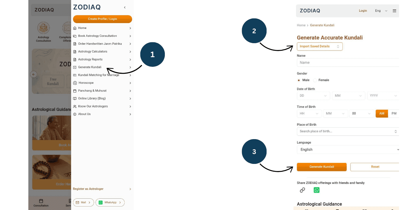 Mobile web view of points 1 to 3 on Homepage