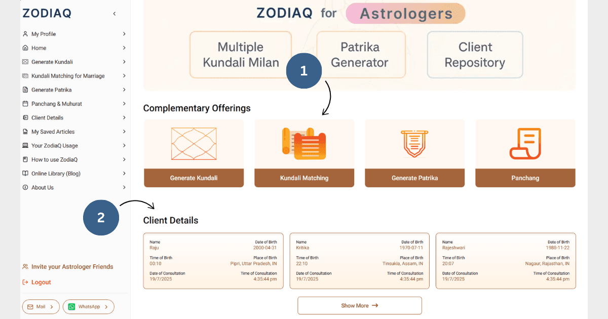 Locating Kundli Matching on homepage