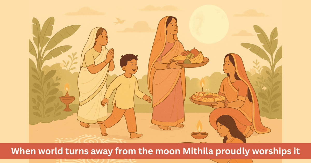 What is Chaurchan and why does Mithila worship the moon on Ganesh Chaturthi
