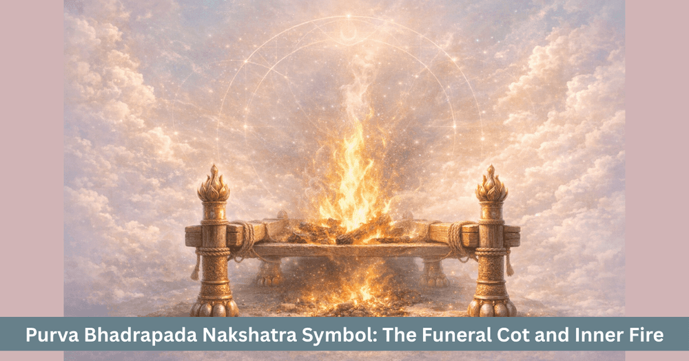 Purva Bhadrapada Nakshatra Symbol Meaning, Funeral Cot Legs, Inner Fire, Detachment and Transformation