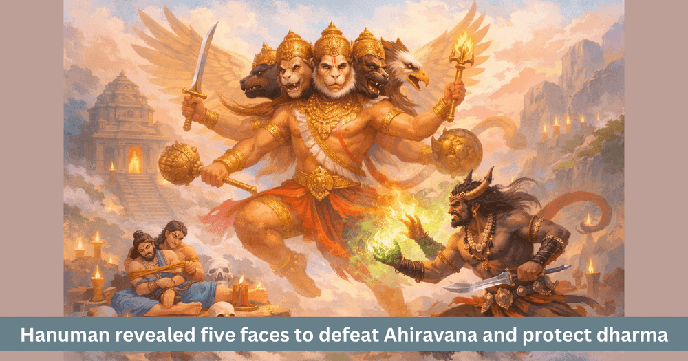 Hanuman’s Five-Faced Form and Ahiravana