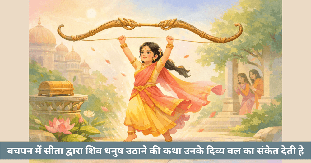 बाल्यकाल में सीता और शिव का धनुष