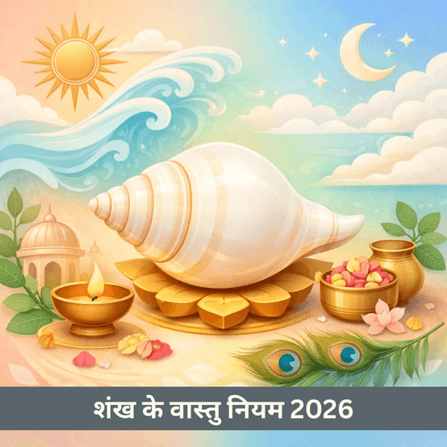 शंख के वास्तु नियम 2026: घर के मंदिर में सही दिशा में शंख स्थापित करने का मार्गदर्शन