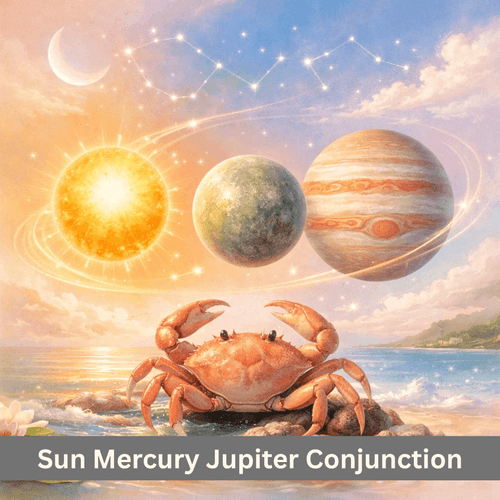 Sun, Mercury and Jupiter Triple Conjunction in Cancer