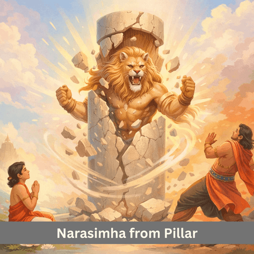 Narasimha Emerging from the Pillar: The Deep Indication of Jada and Chetana Meeting