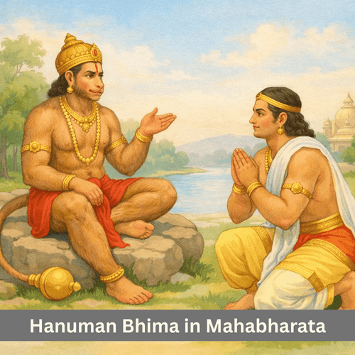 Bhima and Hanuman Meeting in the Mahabharata