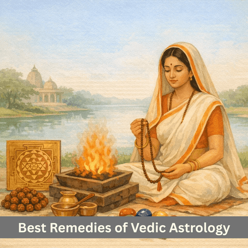 Five remedial measures in Vedic Astrology: Yantra, Rudraksha, Gemstones, Yajna and Mantra japa