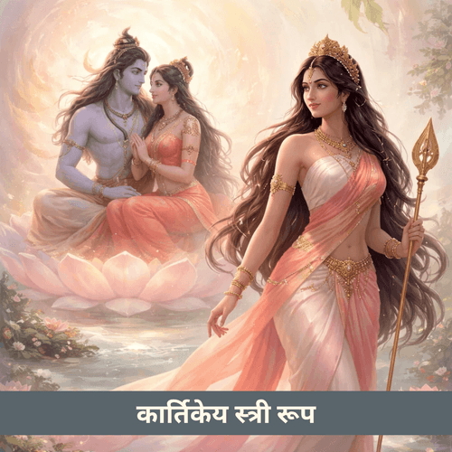 शिव और शक्ति के समीप कार्तिकेय का स्त्री रूपांतरण