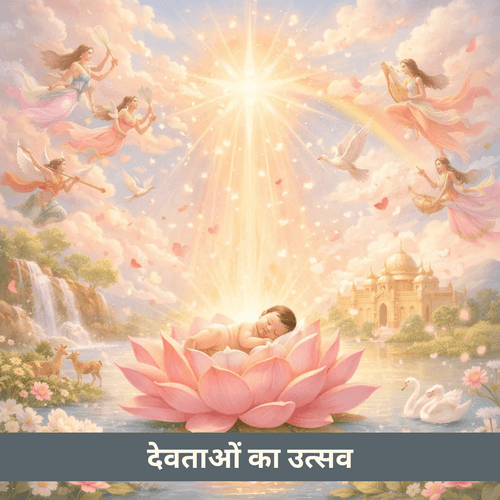 देवताओं का उत्सव और गंधर्वों का गीत: राम के जन्म की सार्वभौमिक खुशियाँ