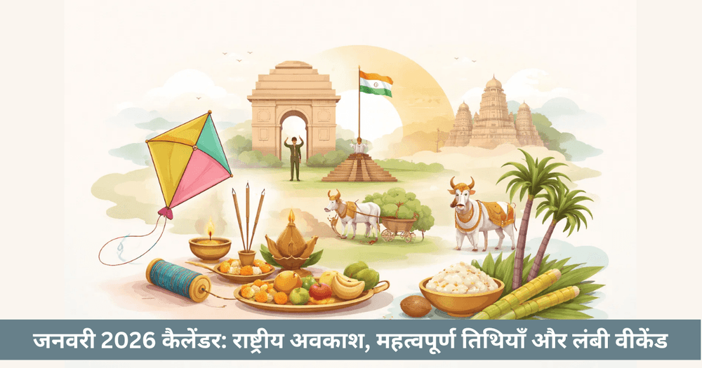 जनवरी 2026 कैलेंडर और त्यौहार