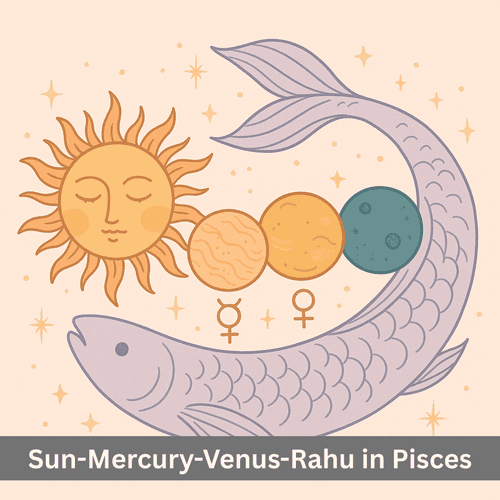 Will the Sun Mercury Venus and Rahu Chaturgrahi Conjunction in Pisces Bring Illusion or Grand Creativity? (March 14 - April 14 2025)