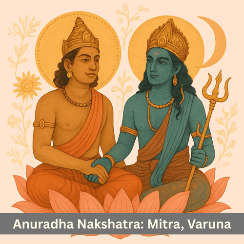 What is the deeper meaning of Mitra and Varuna’s cosmic bond in Anuradha Nakshatra?