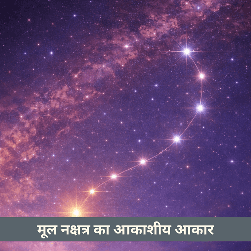 मूल नक्षत्र का आकाशीय आकार: वृश्चिक राशि में हुक जैसा अंतिम भाग